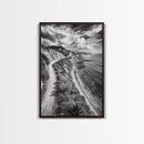 Coastal Mountain Trail, Ocean View, Travel Photography, Framed Canvas Print, Scenic Landscape Art, Office or Hallway Wall Art