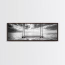 Ocean Swing View, Serene Seascape Art, Minimalist Beach Wall Decor, Framed Canvas Print, Bedroom Art, Calm Coastal Photography
