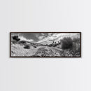 Desert Streambed Path, Dry River Landscape, Southwest Nature Print, Framed Canvas Print, Earthy Living Room Art, Modern Western Decor