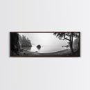 Misty Cove, Pacific Coast, Tranquil Shore, Canvas Print, Zen Nature Wall Art, Bathroom Decor, Moody Black and White Art