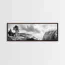 Ocean Cliff, Pine Trees, Foggy Coast, Canvas Print, Dramatic Nature Wall Art, Rustic Cabin Decor, Black and White Landscape