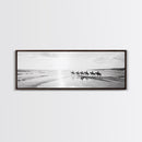 Beach Riders, Horseback Freedom, Seaside Journey, Canvas Print, Monochrome Wall Art, Coastal Living Room Decor, Nature Photography