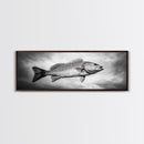 Floating Fish, Surreal Ocean, Realistic Scales, Sky Scene, Framed Canvas Print, Nautical Wall Art, Coastal Decor, Fishing Cabin Aesthetic