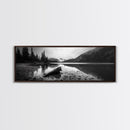 Alpine Lake, Moody Mountains, Foggy Reflection, Canvas Print, Serene Wall Art, Nature Photography, Bedroom Art, Den Decor, Office Decor