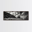Cliff House, Ocean Cabin, Windy Coast, Framed Canvas Print, Moody Landscape Art, Rustic Wall Decor, Autumn Entryway Art