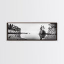 Forest Cove, Serene Shoreline, Calm Reflections, Canvas Print, peaceful nature wall art, neutral tones decor, minimalist bathroom artwork