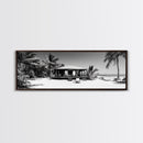 Beach House, Palm Retreat, Tropical Hideaway, Island Dream, Framed Canvas Print, Coastal Wall Art, Bedroom Decor, Tropical Vacation Aesthetic