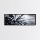 Tropical Leaf Closeup, Ocean Horizon Sunset, Botanical Beach, Framed Canvas Print, Kitchen Wall Art, Coastal Jungle Decor, Rustic Lakehouse Decor