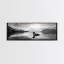 Loon Lake, Misty Reflection, Quiet Morning, Framed Canvas Print, Cabin Wall Art, Nature Lover Gift, Rustic Lakehouse Decor