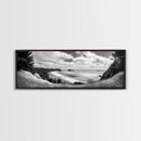 Ocean Bluff View, Seaside Hills, Coastal Forest Horizon, Framed Canvas Print, Nature Landscape Art, Living Room or Office Decor