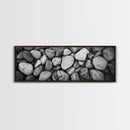 Zen Stones, Nature Texture, River Rock Closeup, Minimalist Photography, Framed Canvas Print, Spa Bathroom Wall Art, Modern Black White