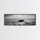 Prairie Cave, Windy Plains, Nature Escape, Canvas Print, Rustic Wall Art, Earthy Decor, Bedroom Accent, Black and White Landscape