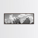 Prickly Pears, Cactus Heaven, Western Sky, Canvas Print, Boho Kitchen Wall Art, Desert Style Decor, Minimalist Black and White
