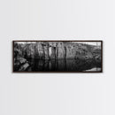 Quarry Wall, Rocky Cliff, Natural Reflection, Still Water, Framed Canvas Print, Industrial Wall Art, Man Cave Decor, Rustic Landscape Art