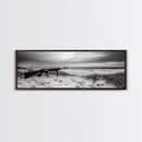 Rifle Seaside Scene, Tactical Still Life, Stormy Beach Mood, Canvas Print, Industrial Wall Art, Dramatic Photography, Masculine Decor