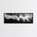 Ocean Wave, Aerial Surf, Coastal Abstract, Monochrome Motion, Framed Canvas Print, Modern Bathroom Art, Minimalist Art, Black and White Decor