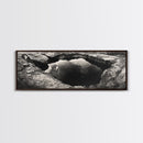 Natural Rock Pool, Moody Water Reflection, Rustic Earth Photography, Canvas Print, Zen Bathroom Wall Art, Minimalist Nature Decor