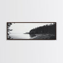 Forest Cliffs, Quiet Bay, Monochrome Coast, Canvas Print, Nature Photography, Modern Rustic Wall Art, Entryway or Office Decor