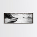 Rowboat, Sandy Cove, Island View, Canvas Print, Coastal Photography, Minimalist Beach Decor, Serene Bathroom or Bedroom Wall Art