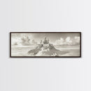 Fantasy Sand Castle, Seaside Kingdom, Dreamy Beach Scene, Magical Vibes, Framed Canvas Print, Kids Room Art, Whimsical Decor, Coastal Theme