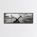 Seaside Iron Anchor, Rustic Beach Print, Nautical Ocean Art, Framed Canvas Print, Moody Wall Decor, Coastal Living Room Art