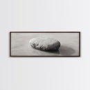 Smooth Beach Rock, Minimal Seascape, Zen Coastal Decor, Tranquil Framed Canvas Print, Modern Spa or Bedroom Wall Art