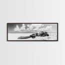 Scuba Gear, Deserted Beach, Ocean Explorer, Framed Canvas Print, minimalist beach decor, scuba diver gift, ocean wall art, travel lover art