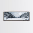 Snowy Pines, Winter Forest, Cold Wilderness, Framed Canvas Print, Christmas wall art, lodge decor, mountain retreat art, woodland art