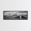 Starfish Closeup, Ocean Wave Motion, Coastal Macro Scene, Framed Canvas Print, minimalist beach decor, bathroom wall art, nautical vibe