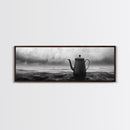 Coastal Teapot Still, Nautical Decor, Ocean Photography, Minimalist Kitchen Art, Canvas Print, Monochrome Style, Beach House Art