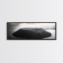 Island Volcano, Crater View, Aerial Landscape, Coastal Photography, Canvas Print, Nature Wall Decor, Bedroom Art, Monochrome Landscape