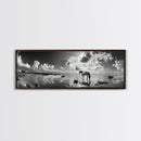 Beach Horse Reflection, Coastal Freedom, Wild Spirit Scene, Framed Canvas Print, Western Bathroom Art, Minimalist Beach House Decor