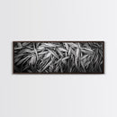 Textured Leaves, Monochrome Nature, Abstract Pattern, Botanical Wall Art, Framed Canvas Print, Modern Bedroom Art, Minimalist Decor