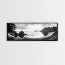 Forest Beach, Pacific Coast, Morning Mist, Tranquil Cove, Framed Canvas Print, Rustic Cabin Wall Art, Nature Landscape Photography