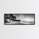 Forest Edge Beach, Coastal Sandscape, Sunset Sky, Canvas Print, Black and White Landscape, Coastal Living Room Art, Natural Vibes