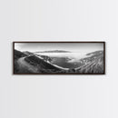 Mountain Road, Foggy Ocean View, Cliffside Drive, Framed Canvas Print, Scenic Wall Decor, Travel Photography, Modern Minimalist Art