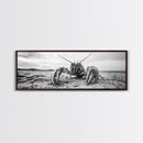 Lobster Closeup, Coastal Wildlife, Sandy Beach, Canvas Print, Bold Marine Life Art, Bathroom Wall Decor, Nautical Themed Accent