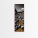 Golden Stream, Desert Serenity, Nature Path, Autumn Glow, Framed Canvas Print, Rustic Landscape Wall Art, Minimalist Earth Tones Decor