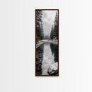 Mountain River, Forest Reflections, Nature Tranquility, Winter Pines, Canvas Print, Serene Landscape Wall Art, Bedroom Cabin Decor