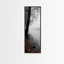 Foggy Shore, Autumn Path, Moody Nature Wall Art, Canvas Print, Fall Leaves, Serene Forest, Bedroom Decor, Woodland Landscape