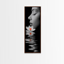 Lotus Beauty, Reflection Art, Feminine Calm, Elegant Profile, Framed Canvas Print, Spa Wall Art, Zen Decor, Minimalist Bathroom Art