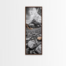 Rocky Peak, Wilderness Art, Orange Accent, Moody Landscape, Framed Canvas Print, Office Decor, Fall Mountainscape Photography