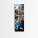 Golden Tree, Blue Reflection, Autumn Forest Mirror, Seasonal Beauty, Canvas Print, Fall Wall Art, Nature Decor, Living Room Accent
