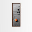 Orange Shore Stone, Minimalist Decor, Seaside Style, Beach Vibes, Framed Canvas Print Coastal Wall Art, Bathroom Decor, Modern Art