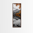 Lake Reflection, Autumn Colors, Scenic Mountains, Framed Canvas Print, Cozy Cabin Wall Art, Fall Wall Decor, Rustic Modern Home Style