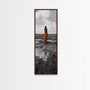 Solitary Woman, Polka Dot Dress, Reflected Mood, Framed Canvas Print, Surreal Fine Art, Bedroom Wall Art, Contemporary Minimalist Style