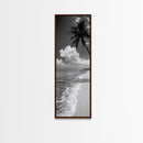 Tropical Palm, Beach Scene, Coastal Vibes, Framed Canvas Print, Relaxing Ocean Art, Bathroom Wall Decor, Minimalist Seaside Landscape