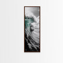 Teal Wave, Ocean Power, Surf Break, Coastal Energy, Canvas Print, Bathroom Wall Art, Modern Ocean Photography, Minimalist Sea Decor