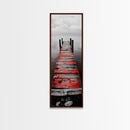 Red Dock, Still Water, Rustic Lake, Quiet Pier, Canvas Print, Bedroom Wall Art, Moody Lake Photography, Autumn Cabin Decor, Minimalist