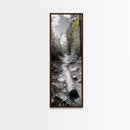Forest Path, Autumn Leaves, Nature Trail, Framed Canvas Print, Black and White Wall Art, Cabin Decor, Rustic Hallway Accent